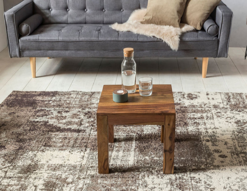 Couchtisch Sheesham Massivholz 45x40x45cm braun modern Unikat