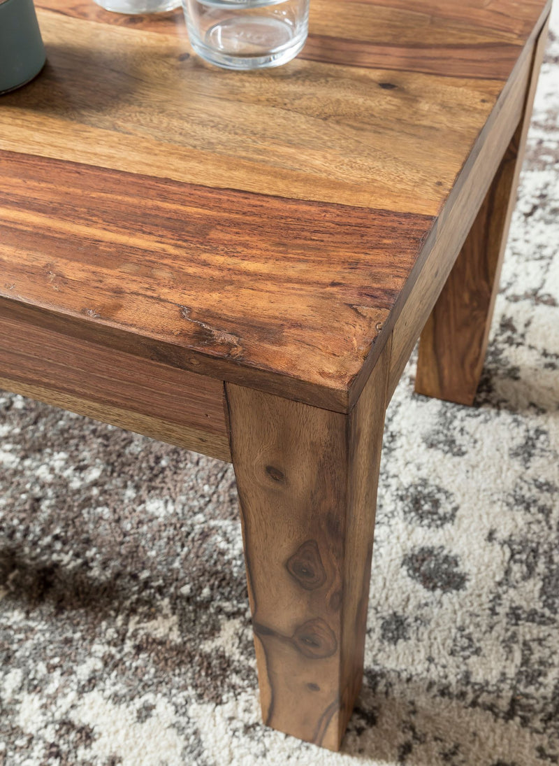Couchtisch Sheesham Massivholz 45x40x45cm braun modern Unikat