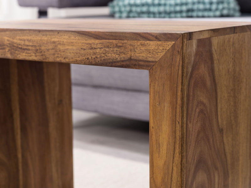 Satztisch Set 3er Sheesham Massivholz Landhausstil Dunkelbraun