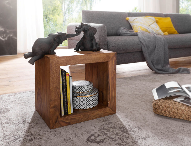 Regal Cube 44cm Sheesham Massivholz Landhausstil Naturprodukt