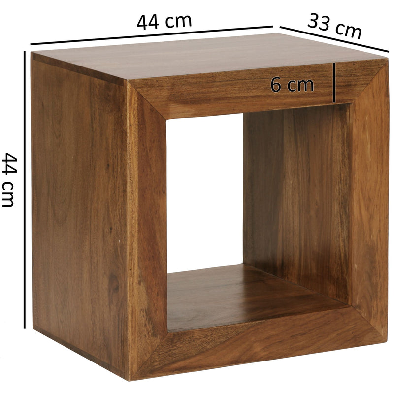 Regal Cube 44cm Sheesham Massivholz Landhausstil Naturprodukt