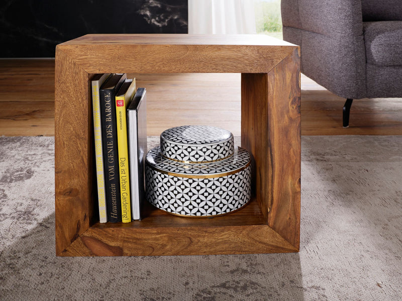 Regal Cube 44cm Sheesham Massivholz Landhausstil Naturprodukt