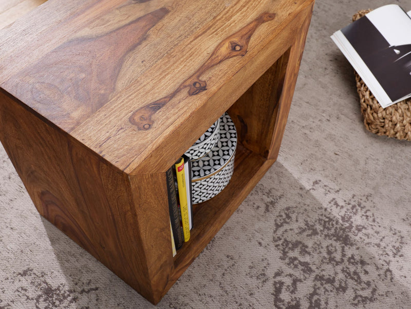 Regal Cube 44cm Sheesham Massivholz Landhausstil Naturprodukt
