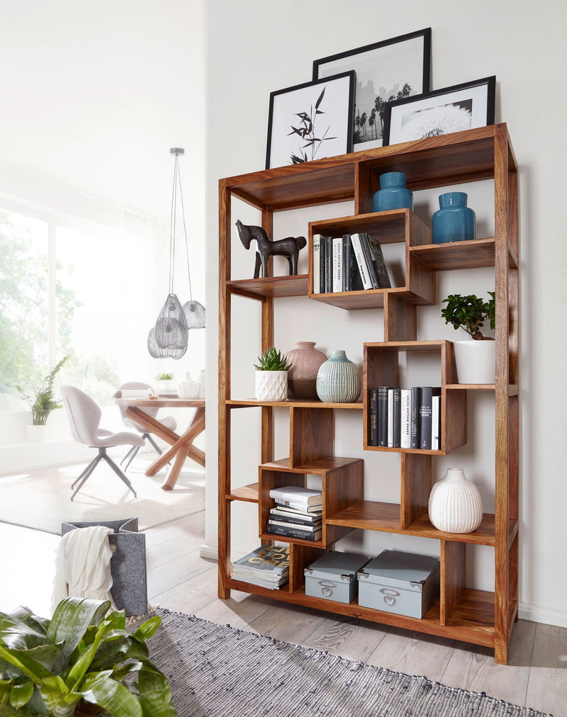 Bücherregal 115x180x40cm Sheesham Massivholz Landhaus Raumteiler