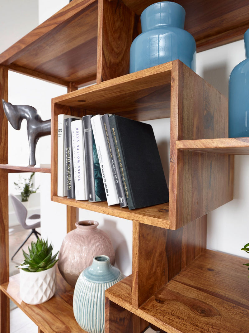 Bücherregal 115x180x40cm Sheesham Massivholz Landhaus Raumteiler