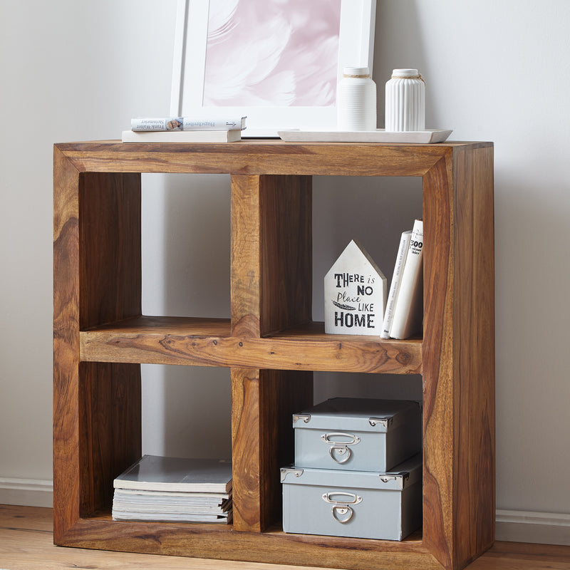 Standregal Sheesham Massivholz 82cm 4 Böden Landhaus-Stil