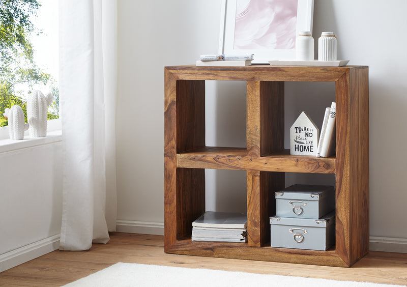 Standregal Sheesham Massivholz 82cm 4 Böden Landhaus-Stil