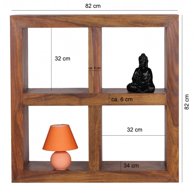 Standregal Sheesham Massivholz 82cm 4 Böden Landhaus-Stil