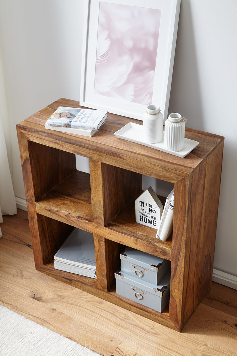 Standregal Sheesham Massivholz 82cm 4 Böden Landhaus-Stil