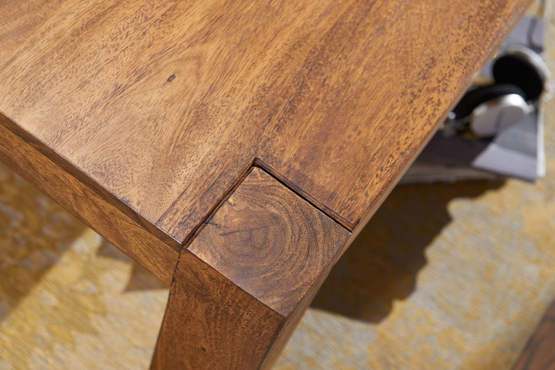 Couchtisch Sheesham Massivholz 110cm Dunkelbraun Landhausstil