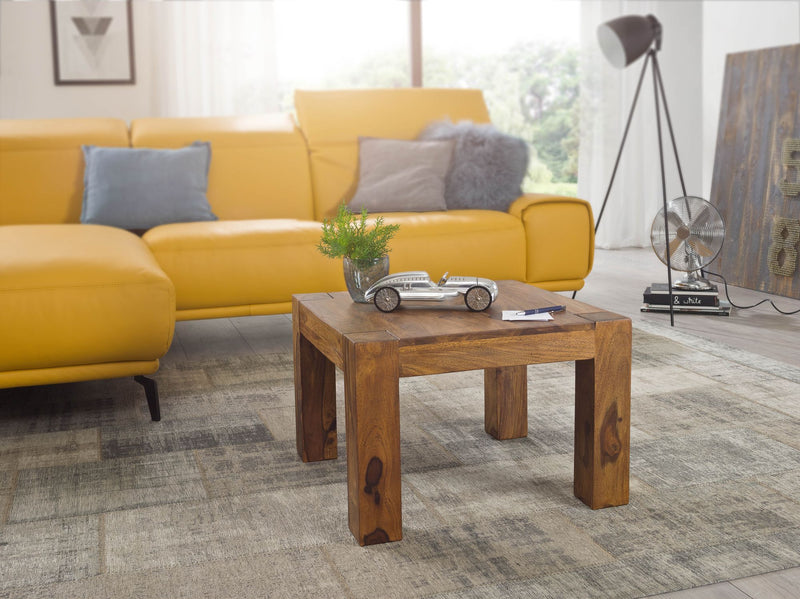 Couchtisch Sheesham Massivholz 60cm Landhausstil Dunkelbraun