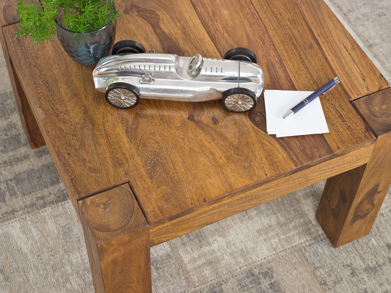 Couchtisch Sheesham Massivholz 60cm Landhausstil Dunkelbraun