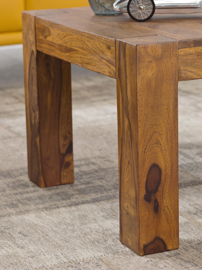Couchtisch Sheesham Massivholz 60cm Landhausstil Dunkelbraun