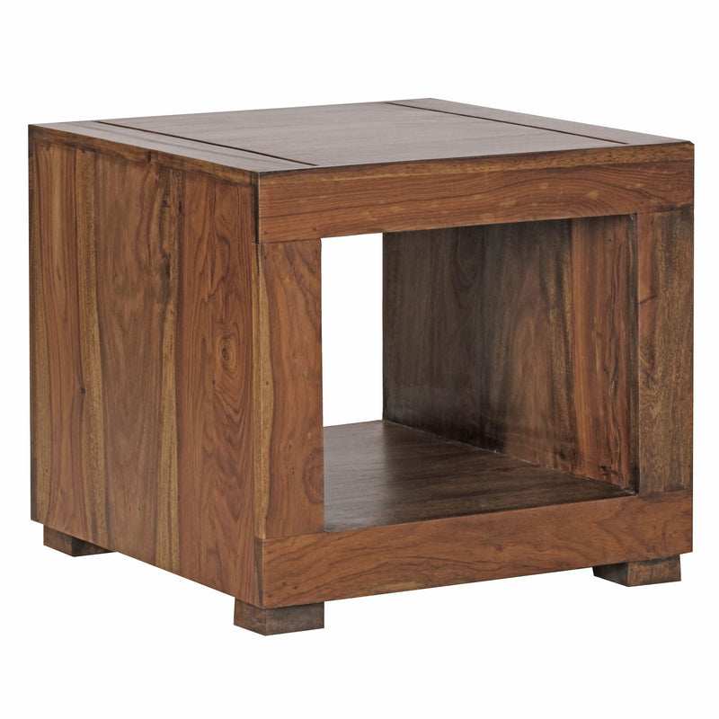 Couchtisch Mumbai Sheesham Massivholz 50cm Dunkelbraun Landhausstil