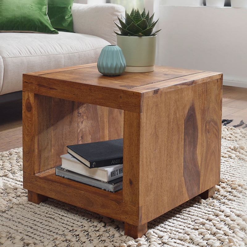 Couchtisch Mumbai Sheesham Massivholz 50cm Dunkelbraun Landhausstil