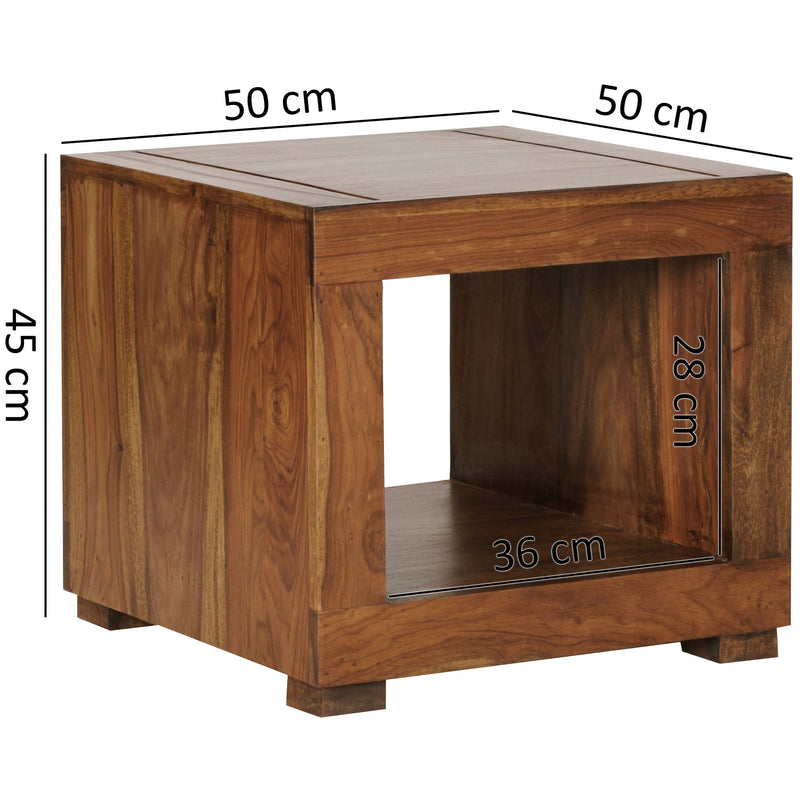 Couchtisch Mumbai Sheesham Massivholz 50cm Dunkelbraun Landhausstil