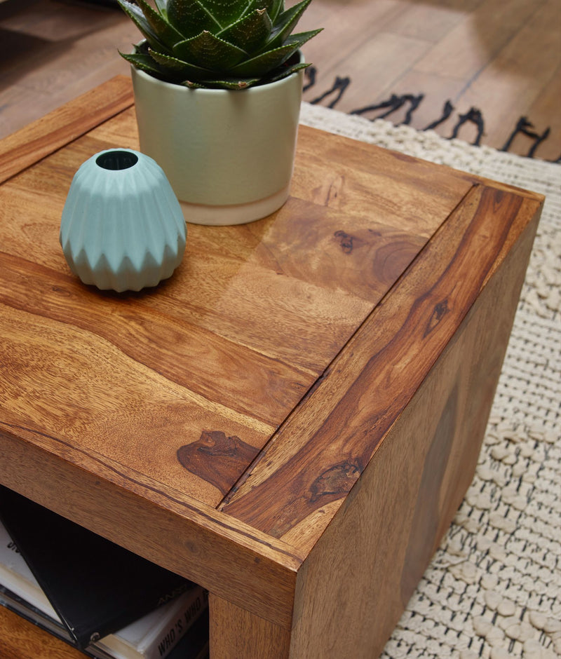 Couchtisch Mumbai Sheesham Massivholz 50cm Dunkelbraun Landhausstil