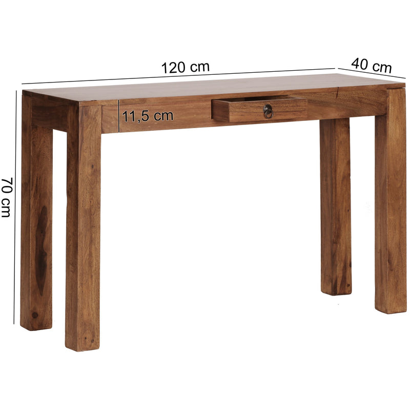Konsolentisch Mumbai Sheesham 120x40cm mit Schublade Landhaus-Stil