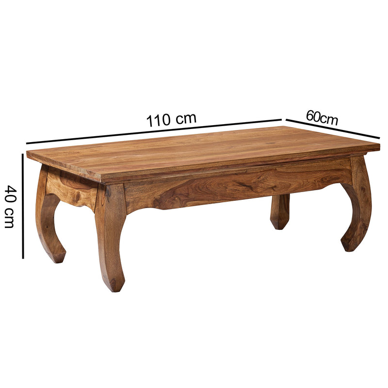 Couchtisch Sheesham Massivholz 110cm Landhausstil Dunkelbraun