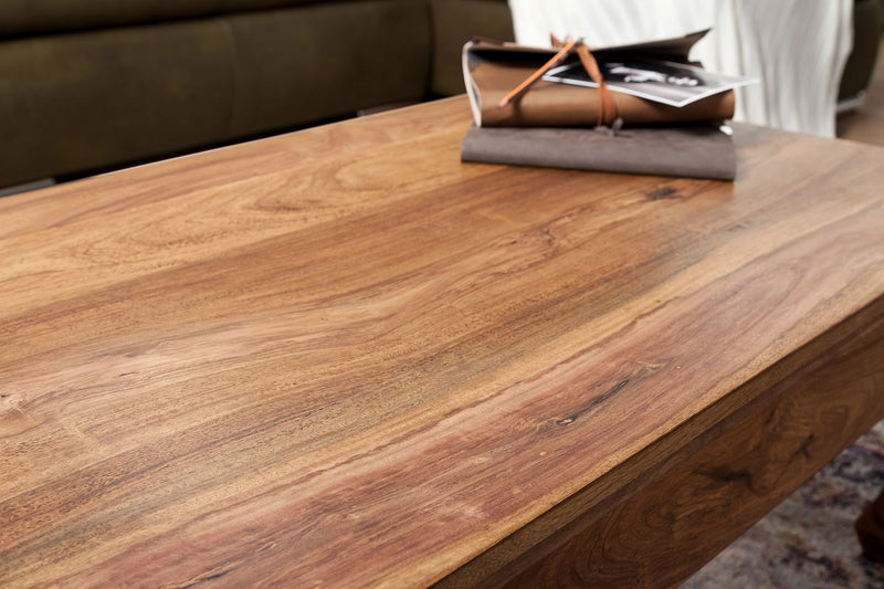 Couchtisch Sheesham Massivholz 110cm Landhausstil Dunkelbraun