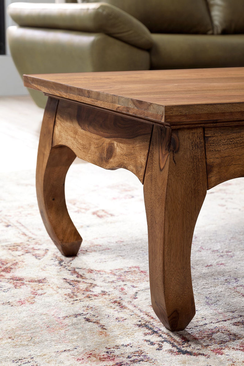 Couchtisch Sheesham Massivholz 110cm Landhausstil Dunkelbraun
