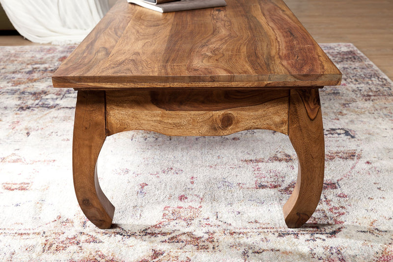 Couchtisch Sheesham Massivholz 110cm Landhausstil Dunkelbraun