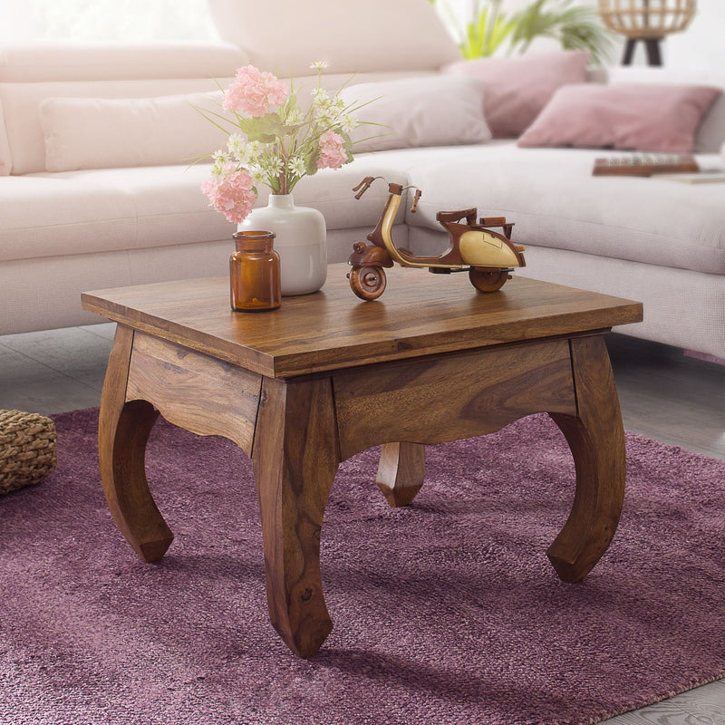 Couchtisch Sheesham Massivholz 60cm Landhausstil Dunkelbraun