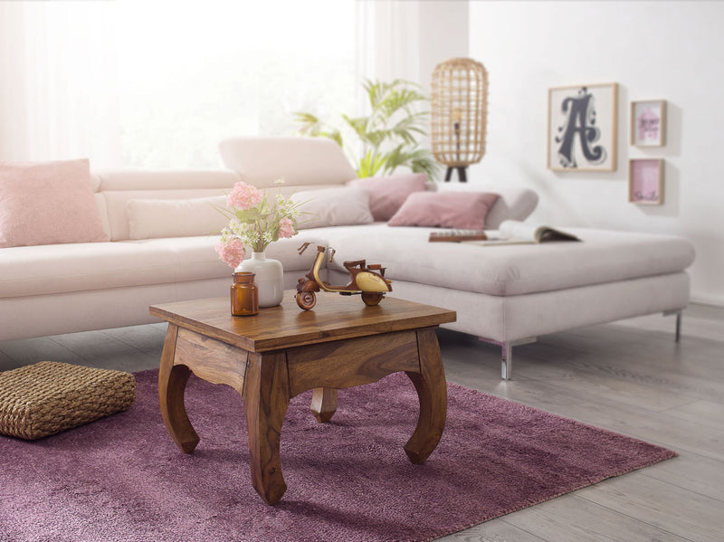 Couchtisch Sheesham Massivholz 60cm Landhausstil Dunkelbraun