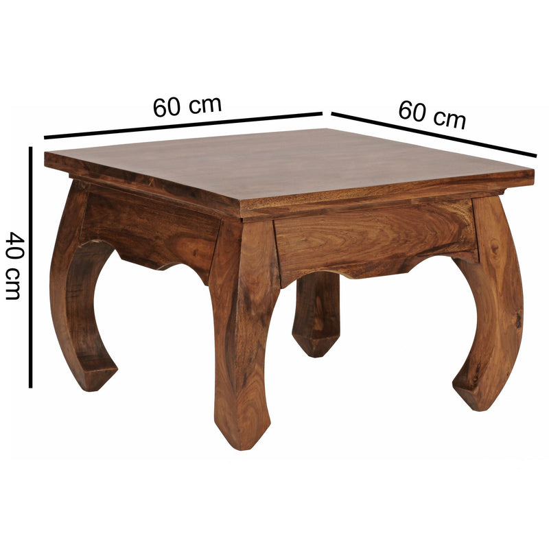 Couchtisch Sheesham Massivholz 60cm Landhausstil Dunkelbraun