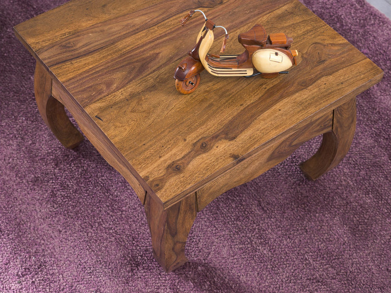 Couchtisch Sheesham Massivholz 60cm Landhausstil Dunkelbraun