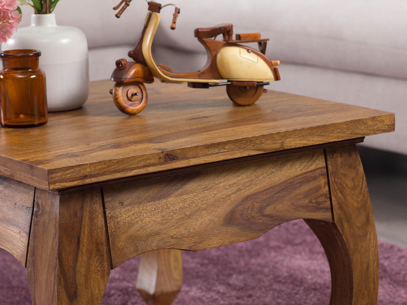 Couchtisch Sheesham Massivholz 60cm Landhausstil Dunkelbraun
