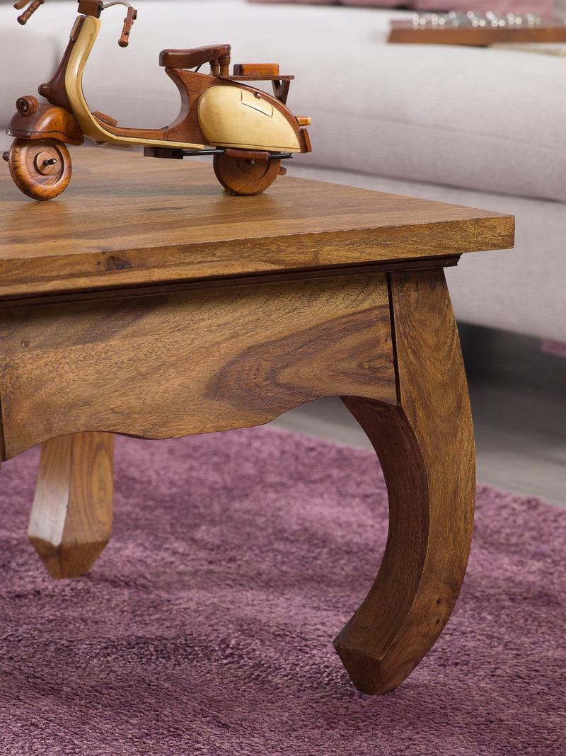 Couchtisch Sheesham Massivholz 60cm Landhausstil Dunkelbraun