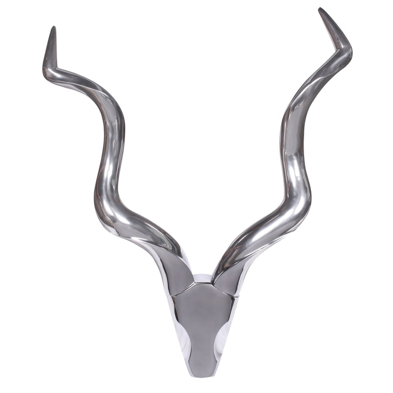 Hirschgeweih Wanddeko 80cm Aluminium Silber Landhausstil modern