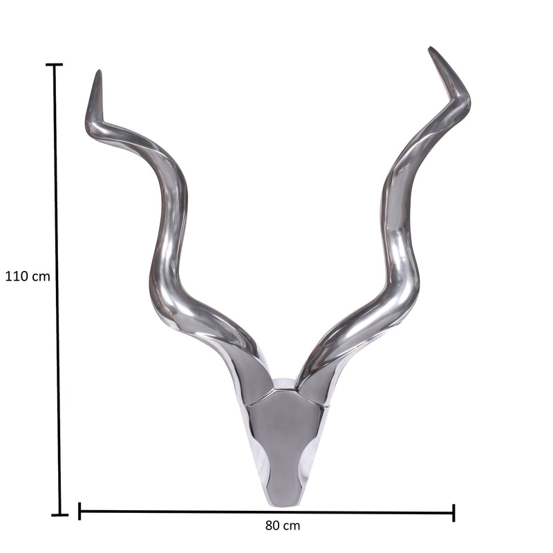 Hirschgeweih Wanddeko 80cm Aluminium Silber Landhausstil modern