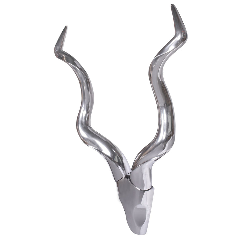 Hirschgeweih Wanddeko 80cm Aluminium Silber Landhausstil modern