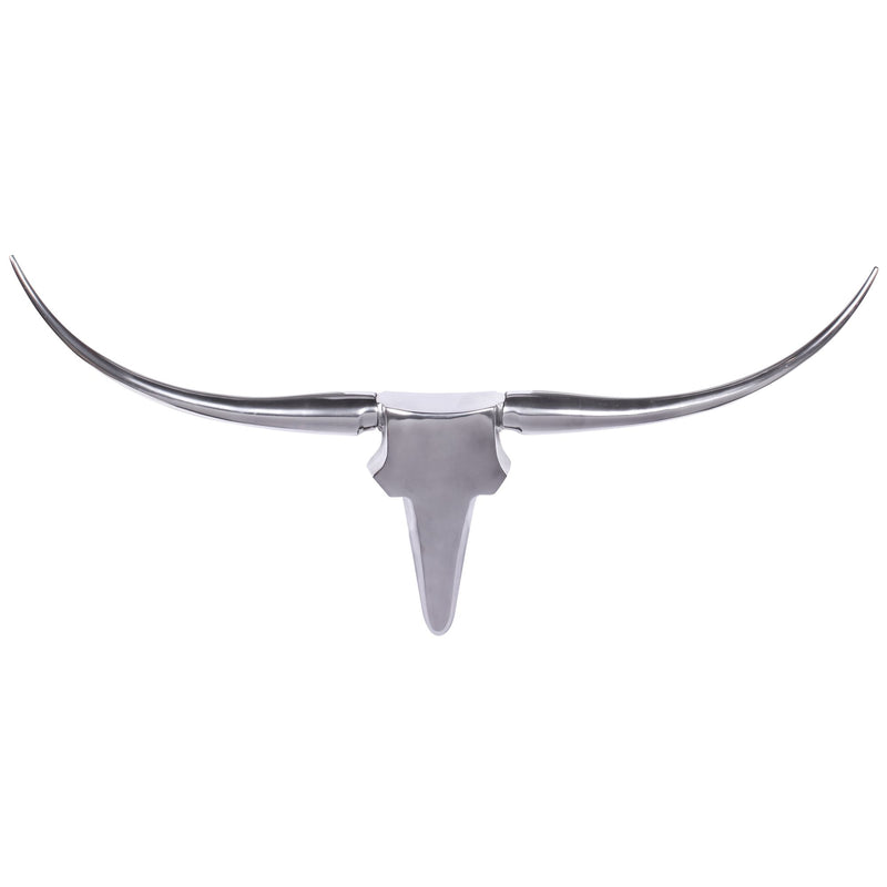 Wanddekoration Bull Geweih 125cm Aluminium Silber