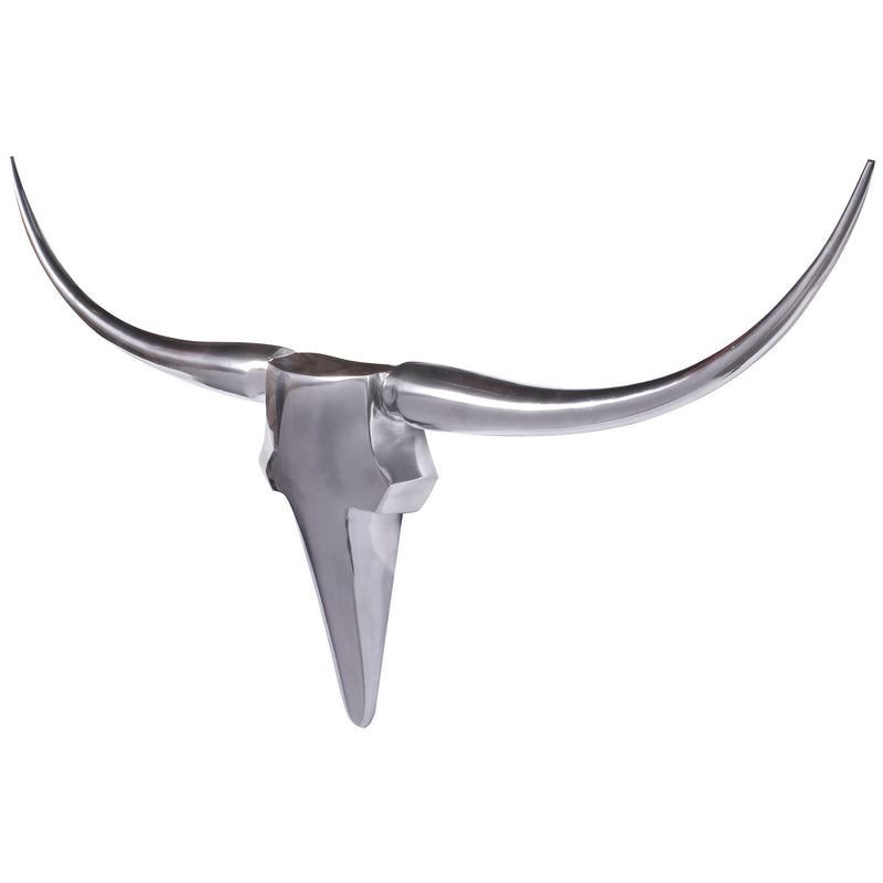 Wanddekoration Bull Geweih 125cm Aluminium Silber