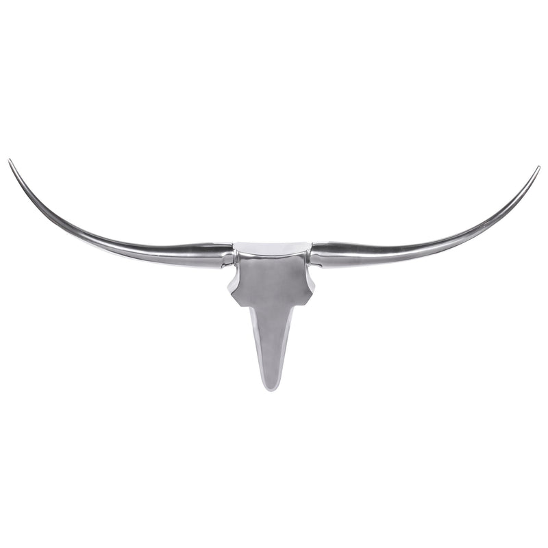 Deko Geweih Bull M Silber 100cm Aluminium Stierkopf Modern