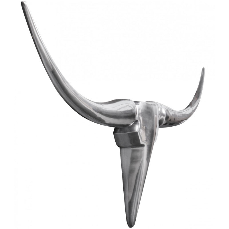 Deko Geweih Bull M Silber 100cm Aluminium Stierkopf Modern