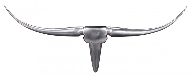 Wanddekoration Bull Geweih 74cm Aluminium Silber Design