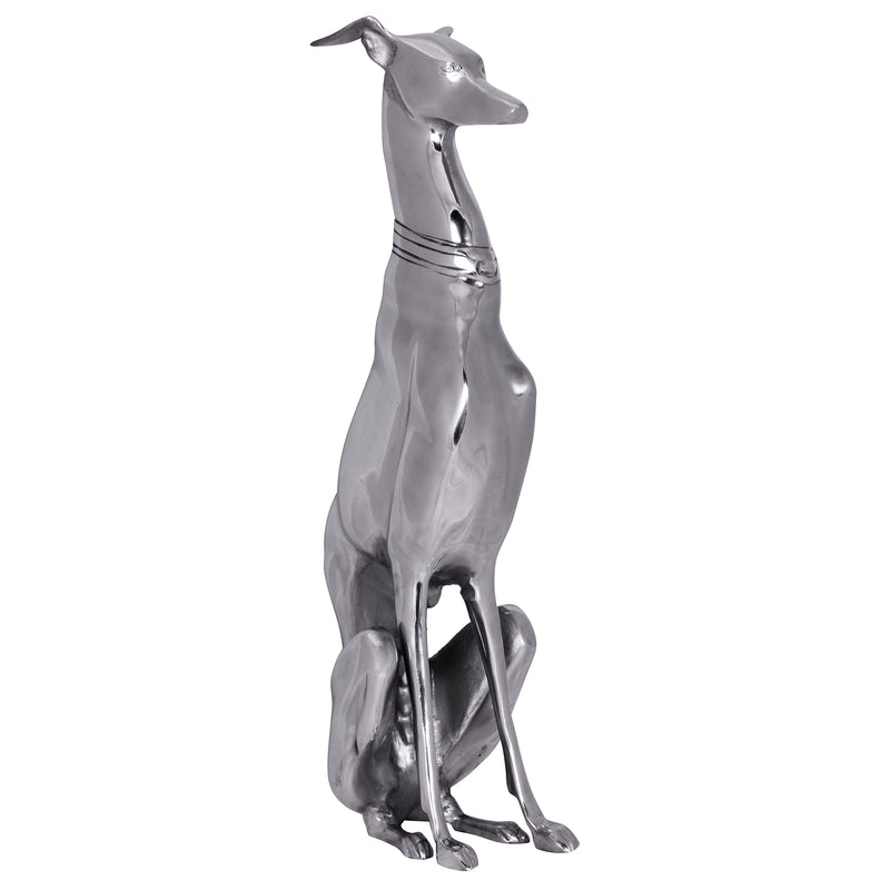 Windhund Skulptur Hundestatue Aluminium silbern Design Dog