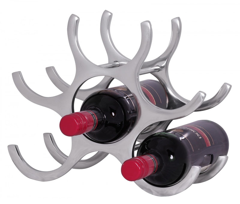 Weinregal Aluminium 6 Flaschen Silber modern 29x24x14cm Küche