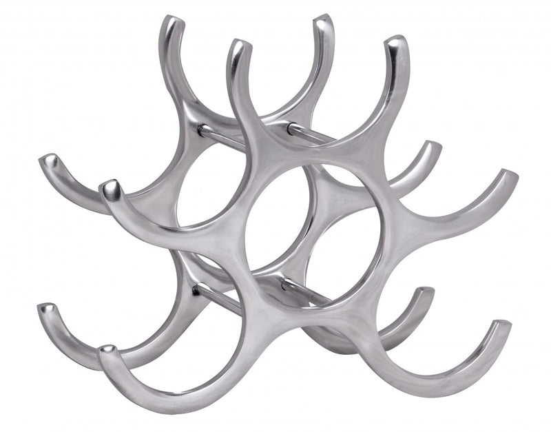 Weinregal Aluminium 6 Flaschen Silber modern 29x24x14cm Küche