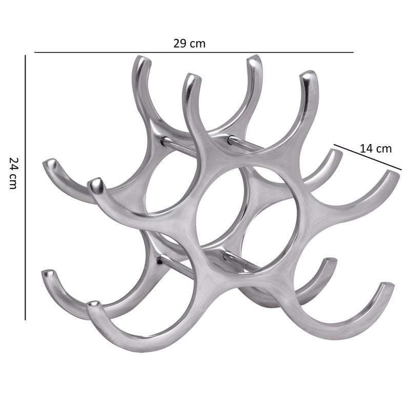 Weinregal Aluminium 6 Flaschen Silber modern 29x24x14cm Küche
