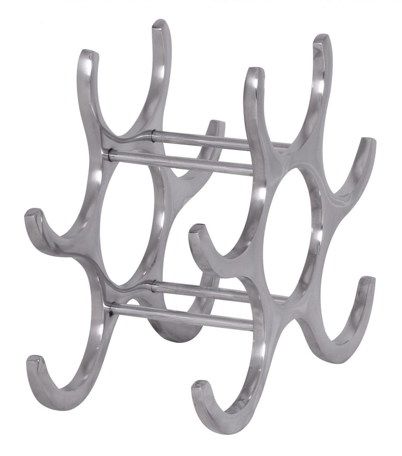 Weinregal Aluminium 6 Flaschen Silber modern 29x24x14cm Küche