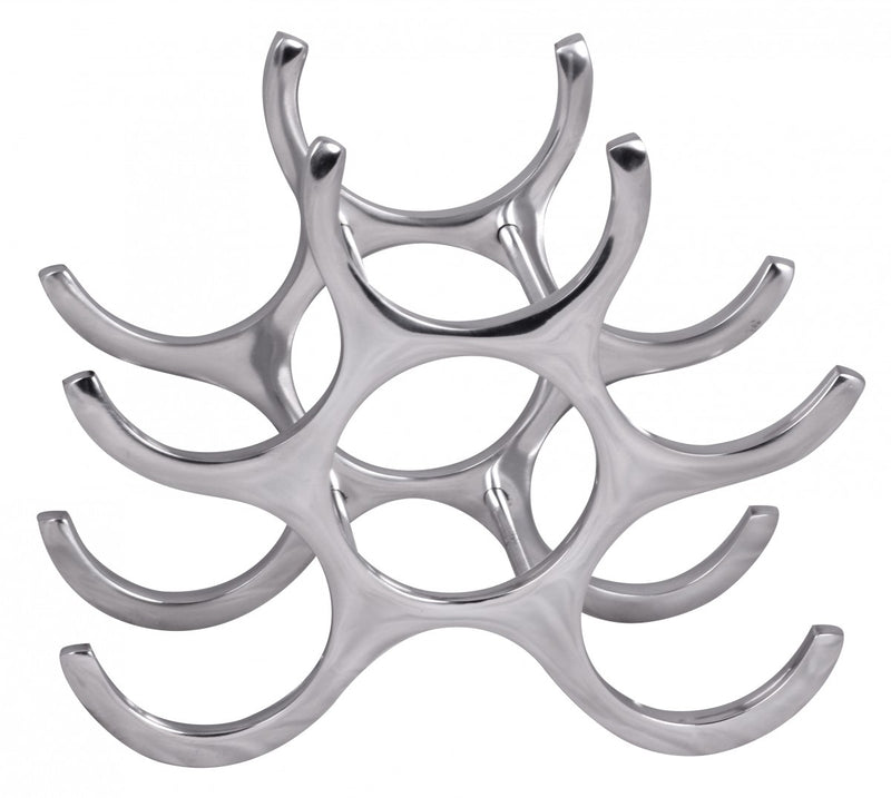 Weinregal Aluminium 6 Flaschen Silber modern 29x24x14cm Küche