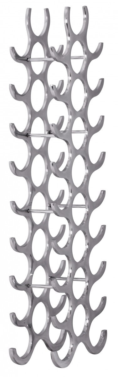Weinregal Aluminium 27 Flaschen Silber 31x98x14cm modern Küche
