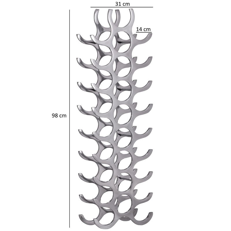 Weinregal Aluminium 27 Flaschen Silber 31x98x14cm modern Küche