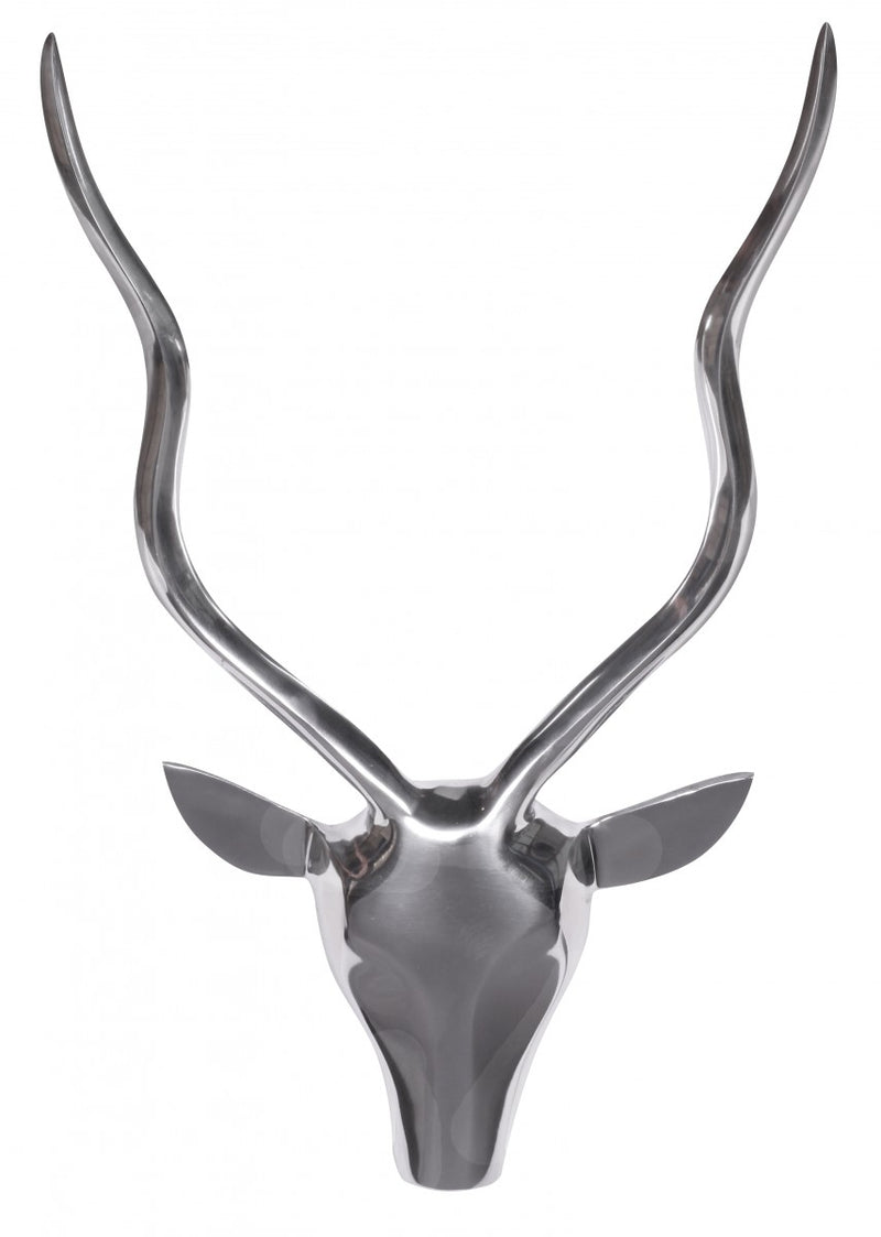 Hirschgeweih Wanddeko Aluminium Silber Landhausstil modern