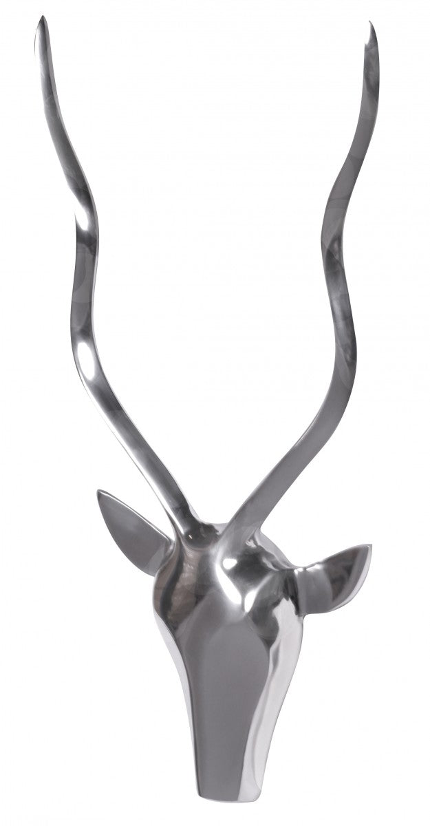 Hirschgeweih Wanddeko Aluminium Silber Landhausstil modern